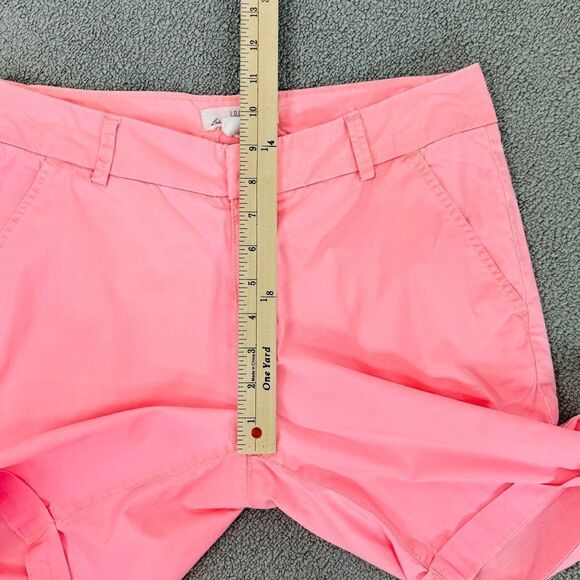 H&M Twill Cuffed Chino Bermuda Shorts Neon Coral Size 6 Stretch - Picture 11 of 12